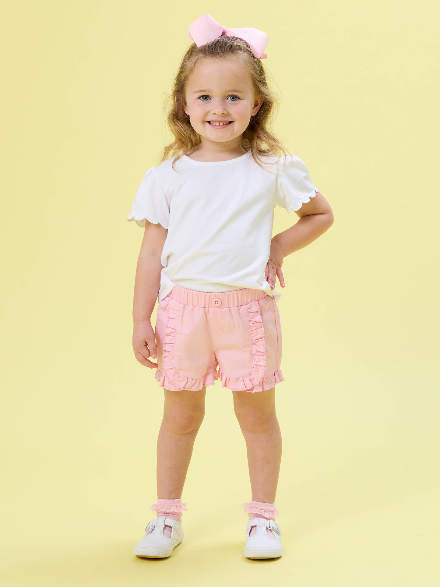 Toddler Girls Pink Ruffle Trim Woven Shorts