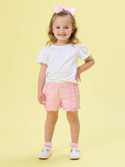 Toddler Girls Pink Ruffle Trim Woven Shorts