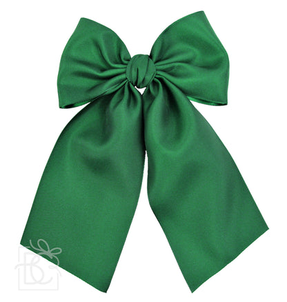 Opaque Satin Bow w/Tails on Alligator Clip