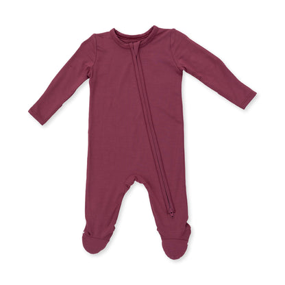 Solid Oxblood Red - Zipper Footie