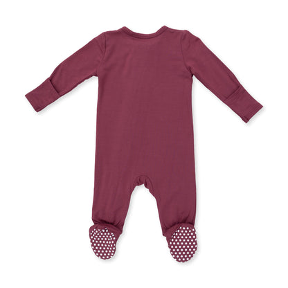 Solid Oxblood Red - Zipper Footie