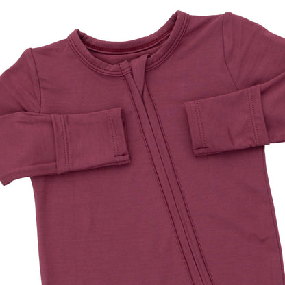 Solid Oxblood Red - Zipper Footie