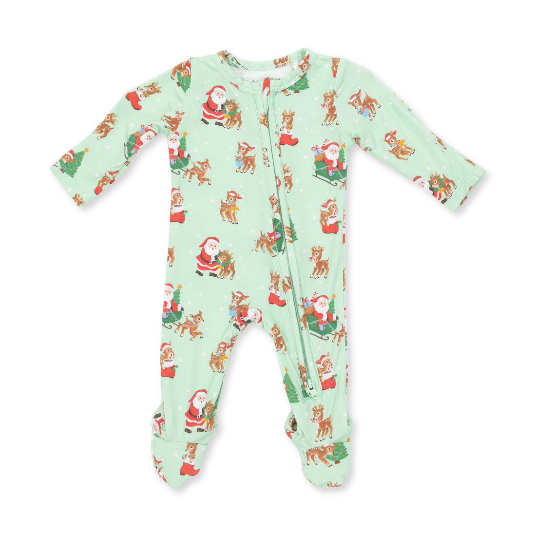 Vintage Reindeer & Santa Uni - Zipper Footie