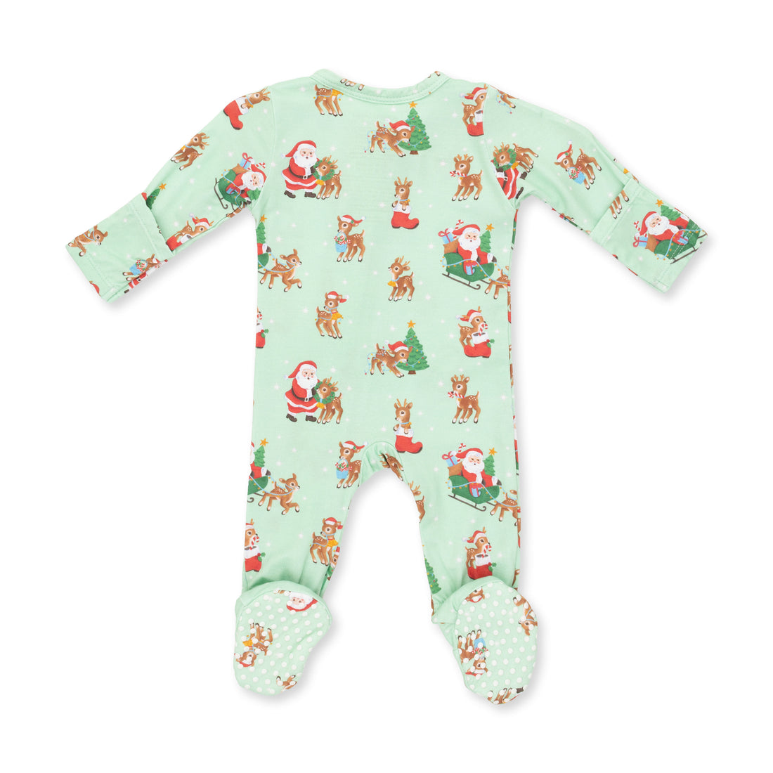 Vintage Reindeer & Santa Uni - Zipper Footie