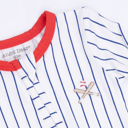 2 Way Zipper Footie - Baseball Stripe