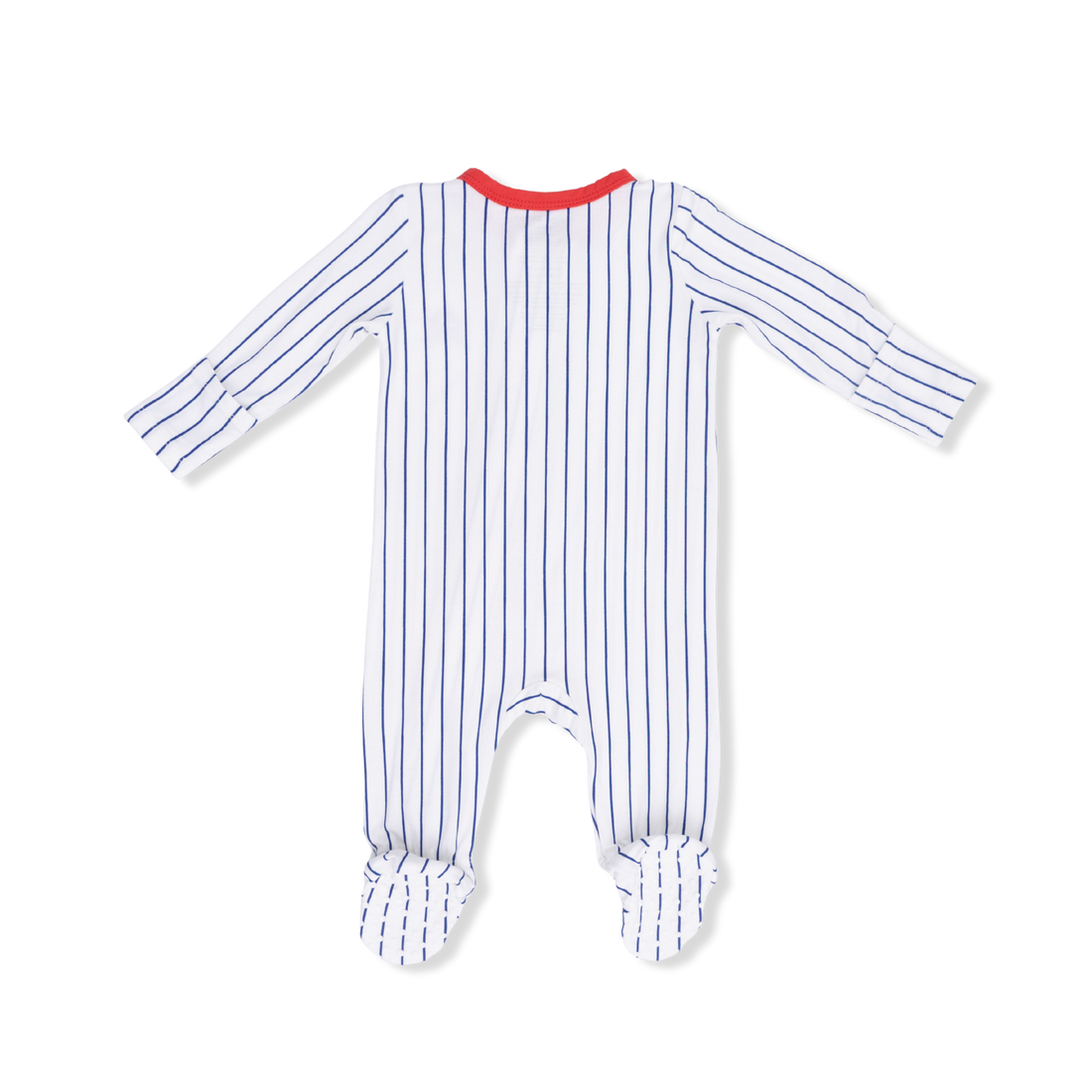 2 Way Zipper Footie - Baseball Stripe
