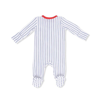 2 Way Zipper Footie - Baseball Stripe
