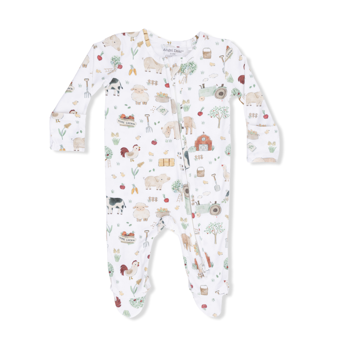 2 Way Zipper Footie - Cute Farm Animals