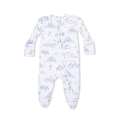 2 Way Zipper Footie - Farm Animal Party