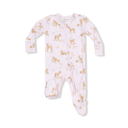 Ruffle Back Zipper Footie - Little Fawn