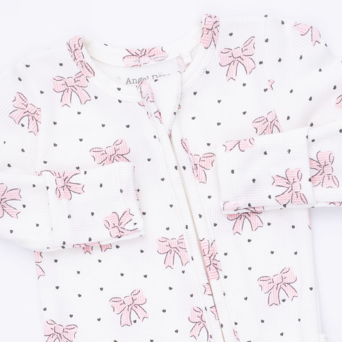 Bows and Hearts - Ruffle Zipper Footie