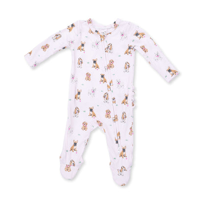 Bestie Dogs Pink - Ruffle Zipper Footie