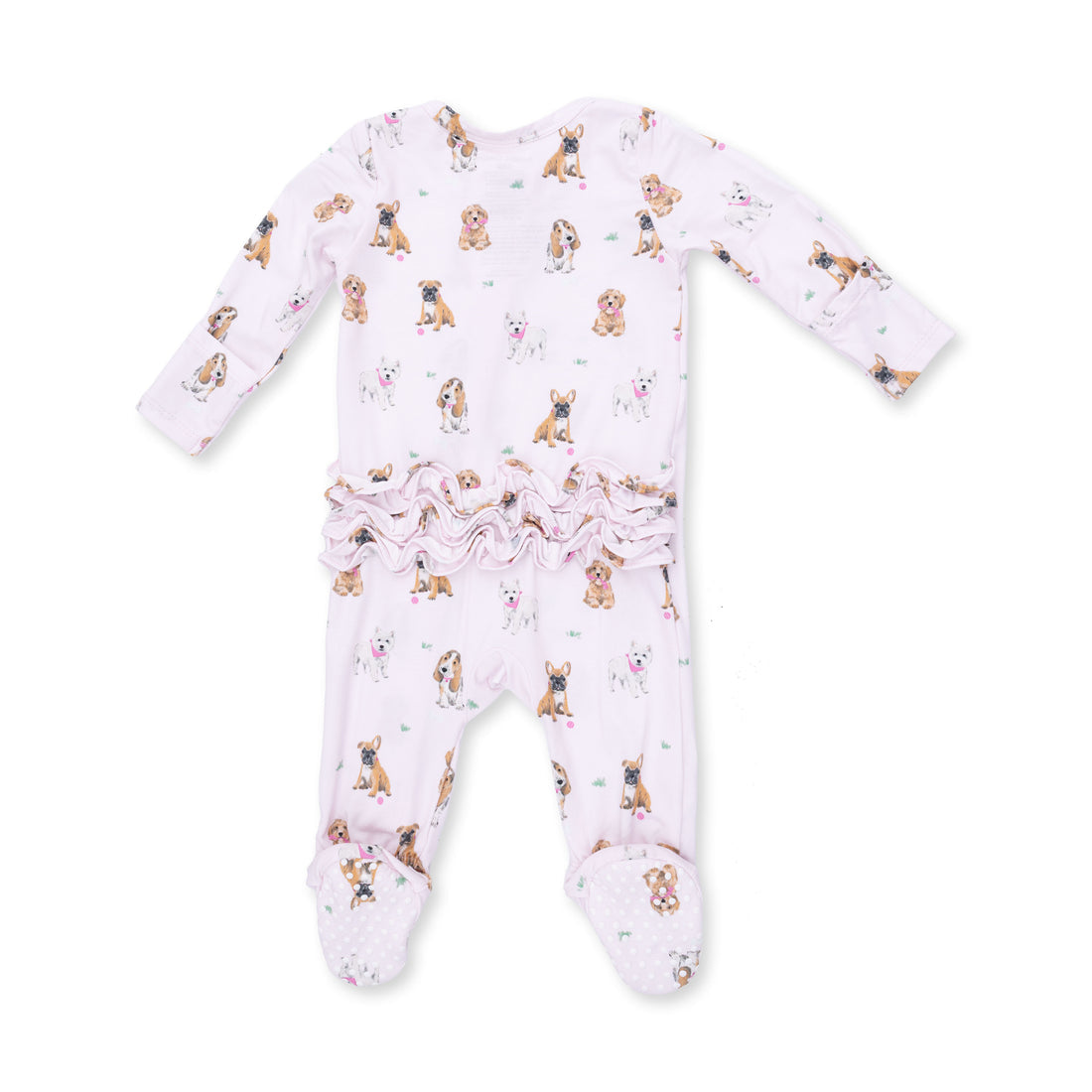Bestie Dogs Pink - Ruffle Zipper Footie