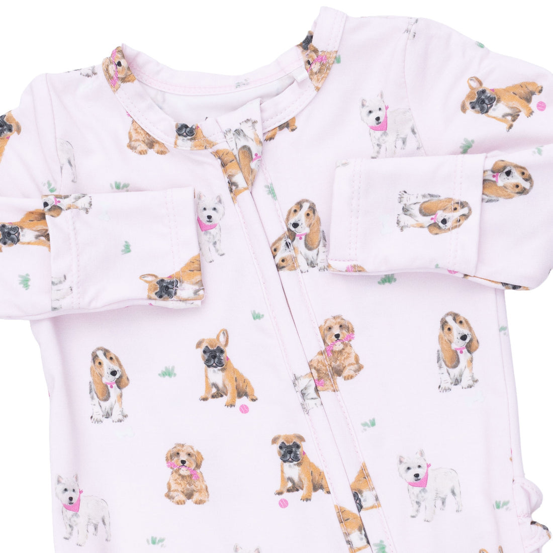 Bestie Dogs Pink - Ruffle Zipper Footie