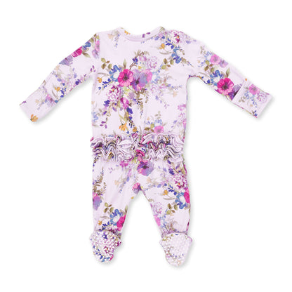 Dahlia Floral - Ruffle Zipper Footie