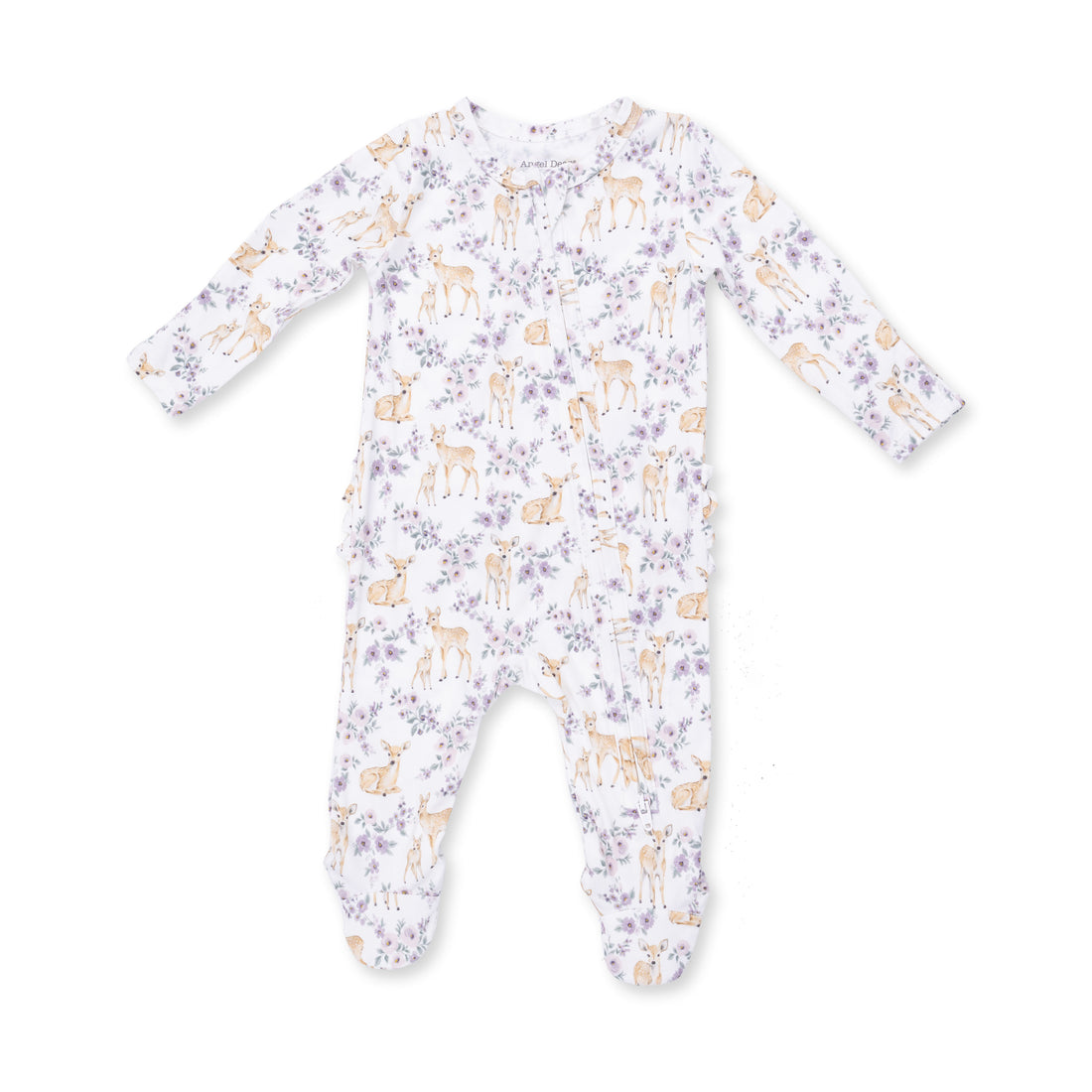 Floral Deer - Ruffle Zipper Footie