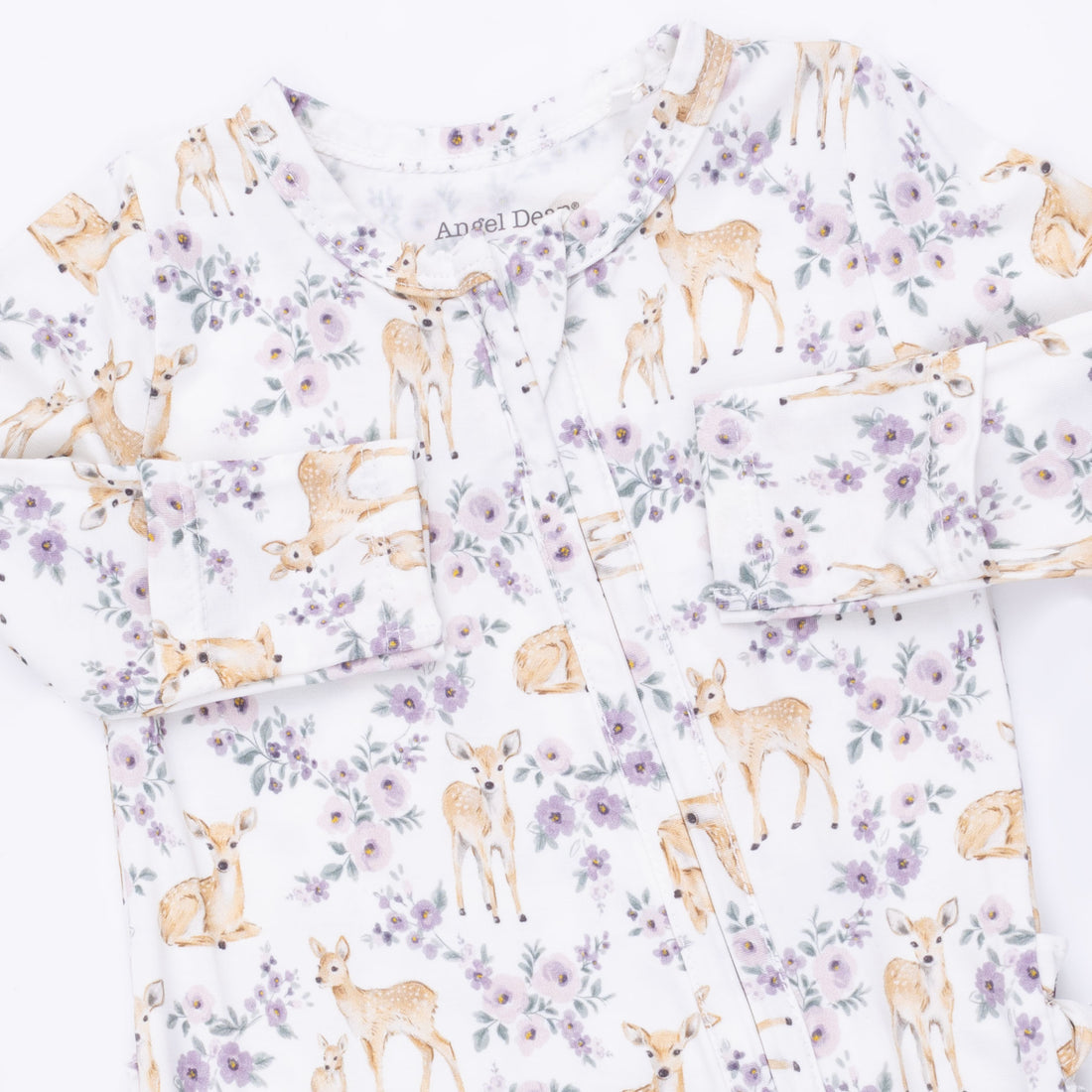 Floral Deer - Ruffle Zipper Footie