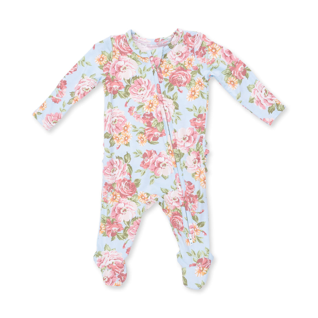 Angeline Floral - Ruffle Zipper Footie