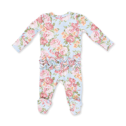 Angeline Floral - Ruffle Zipper Footie