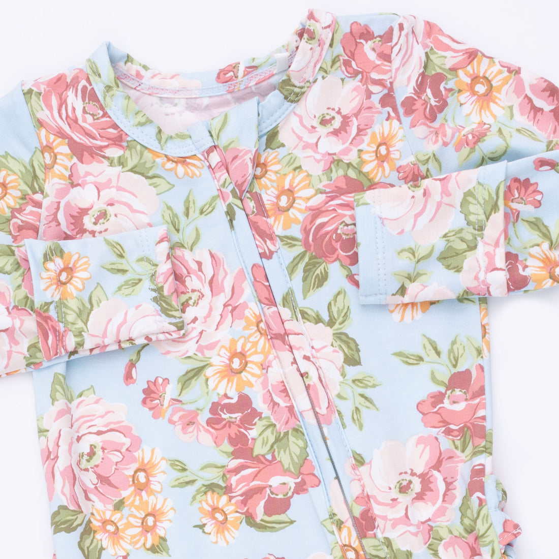 Angeline Floral - Ruffle Zipper Footie