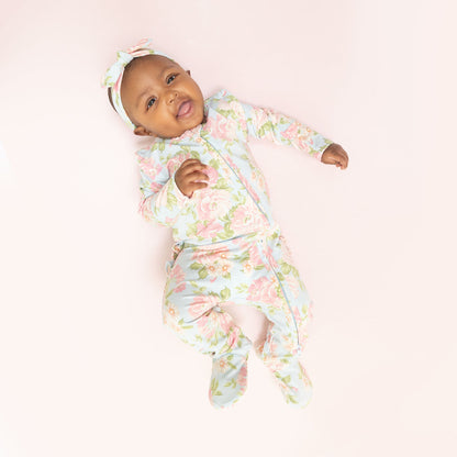 Angeline Floral - Ruffle Zipper Footie