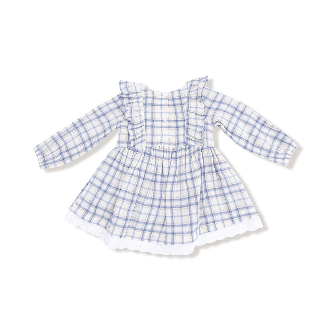 Long Sleeve Dress & Bloomer - Blue Plaid