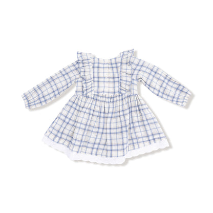Long Sleeve Dress & Bloomer - Blue Plaid