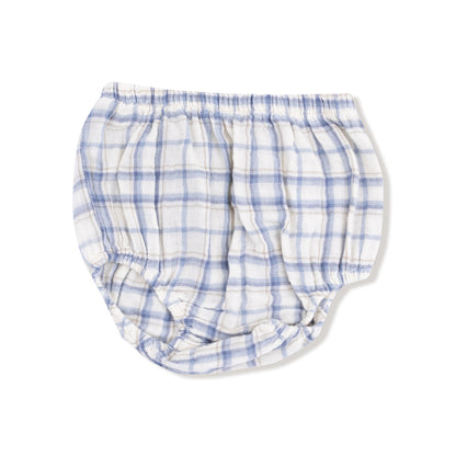 Long Sleeve Dress & Bloomer - Blue Plaid