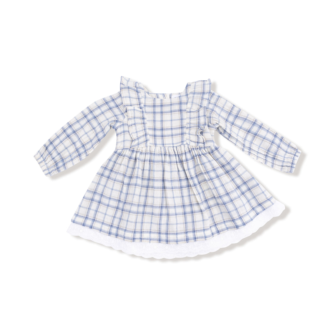 Long Sleeve Dress & Bloomer - Blue Plaid