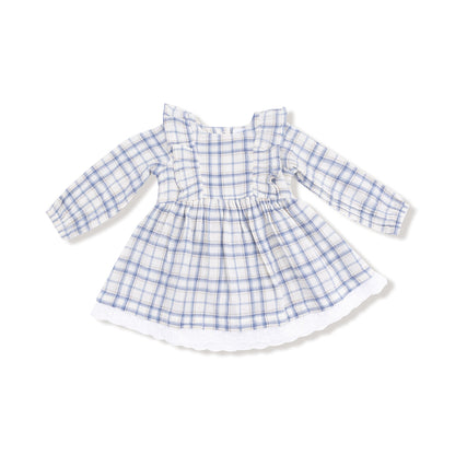 Long Sleeve Dress & Bloomer - Blue Plaid