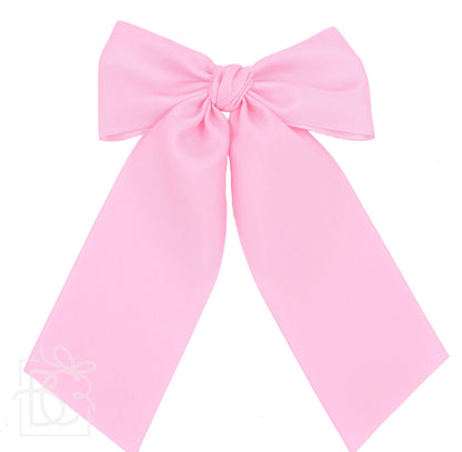 Opaque Satin Bow w/Tails on Alligator Clip