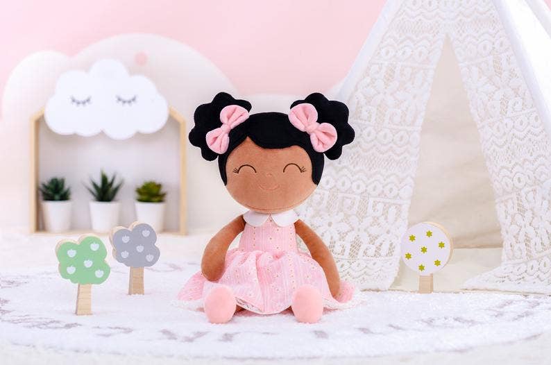 16" Keepsake Plush Doll - African American Pink Dress