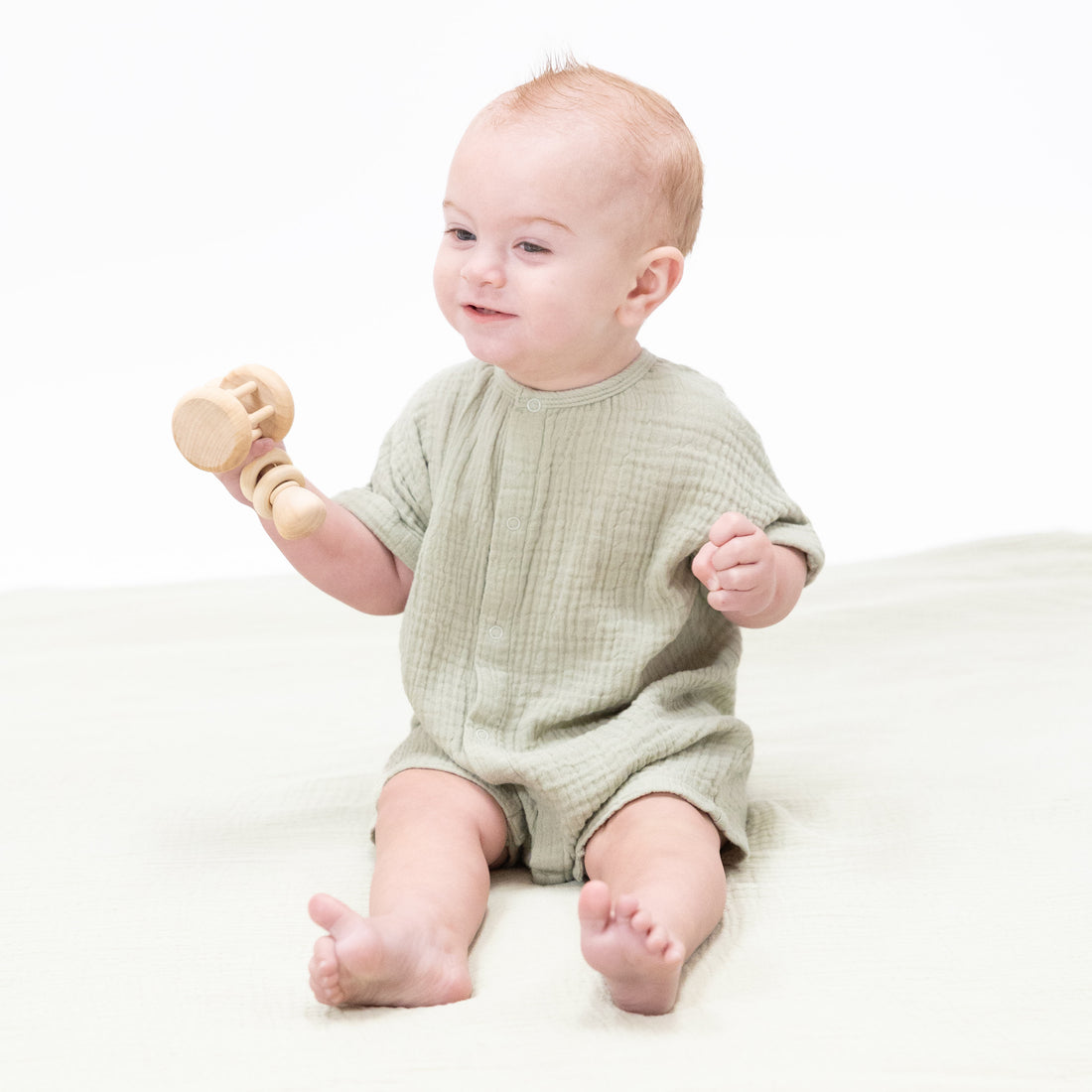 Solid Muslin Desert Green - Dolman Henley Shortall