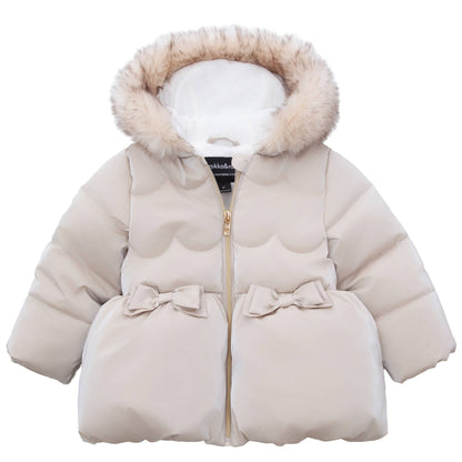 Toddler Girls' Glossy Coat Mini Fur Lined Jacket