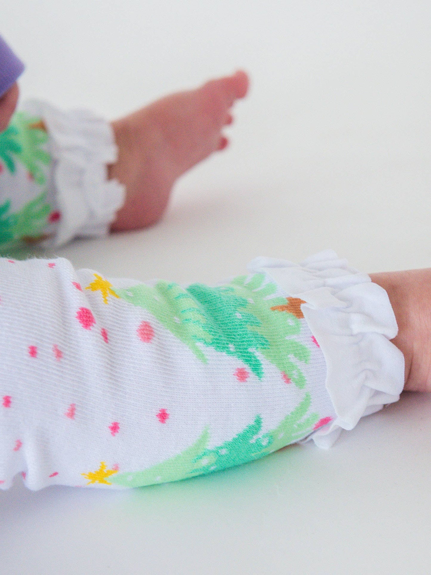 Girls Polka Dot Trees Patterned Footless Ruffle Tights