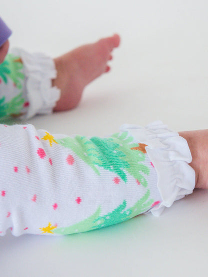 Girls Polka Dot Trees Patterned Footless Ruffle Tights