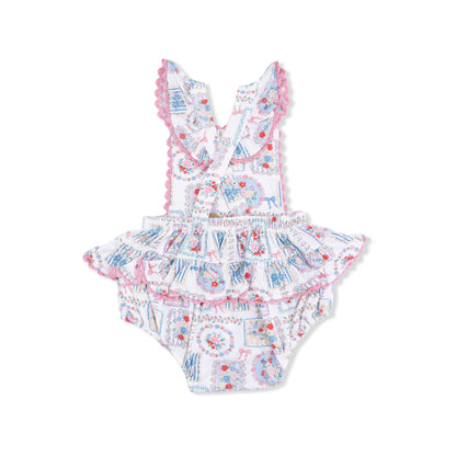 Ric Rac Ruffle Sunsuit - Julep's Floral Patchwork