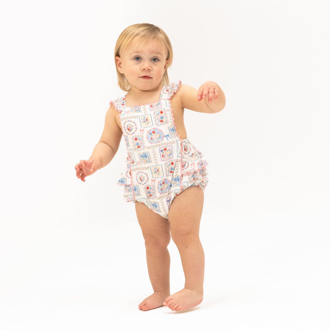 Ric Rac Ruffle Sunsuit - Julep's Floral Patchwork