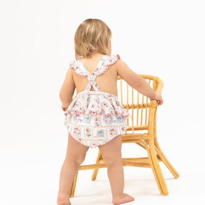 Ric Rac Ruffle Sunsuit - Julep's Floral Patchwork