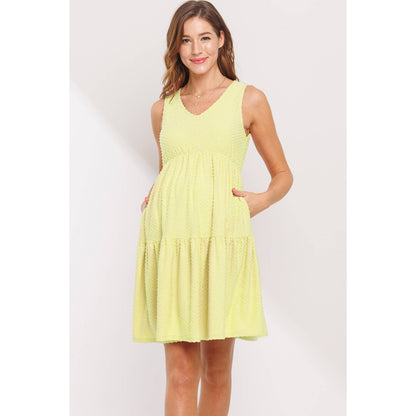 Ruffle Hem Sleeveless Maternity V-Neck Mini Dress