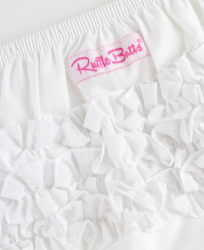 Baby Girls White Woven RuffleButt Bloomer