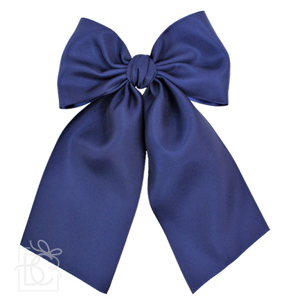 Opaque Satin Bow w/Tails on Alligator Clip