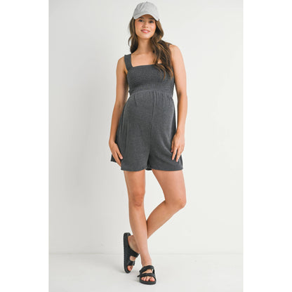 Ribbed Smocked Maternity Knit Romper