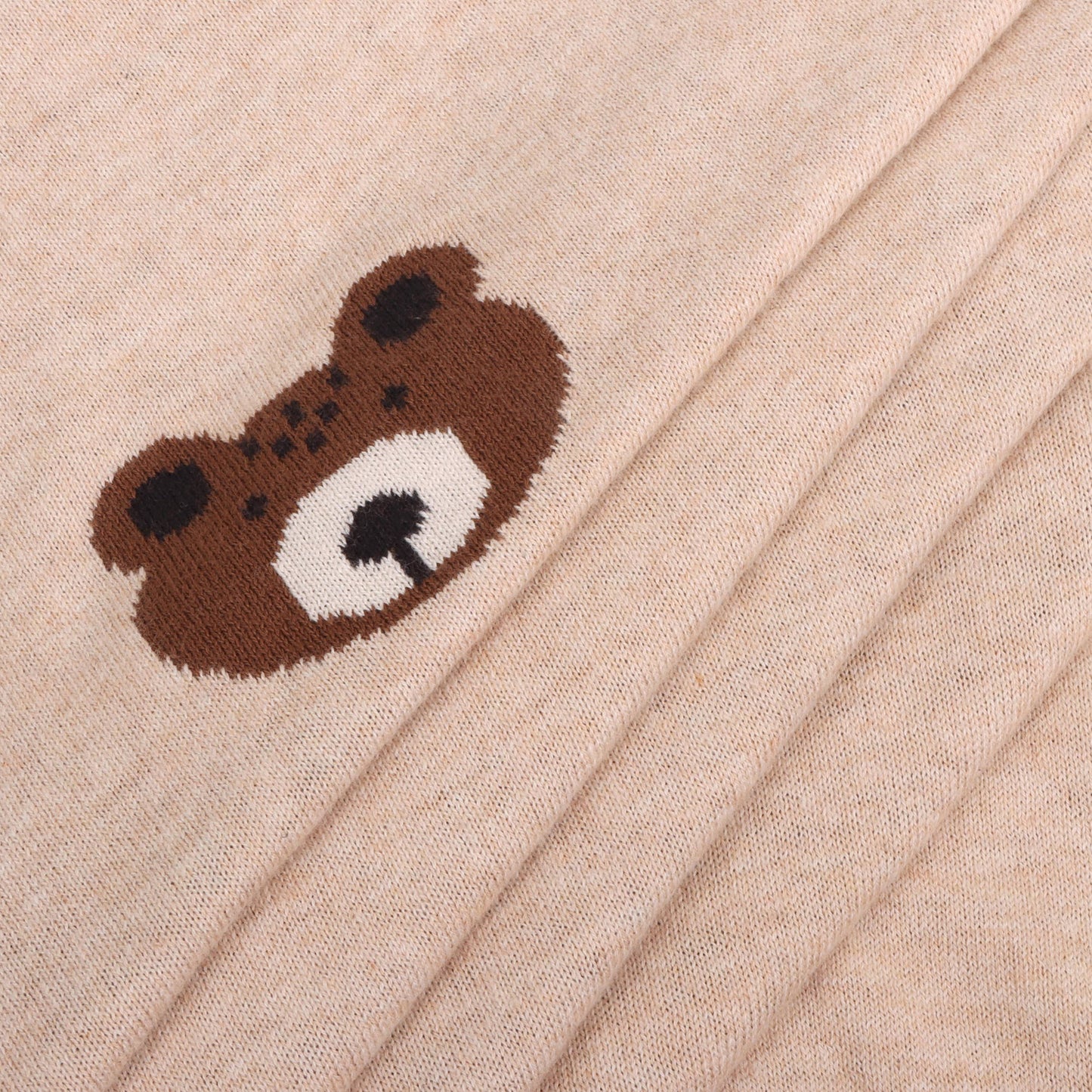 Brown Bear - Organic Cotton Jacquard Knit Baby Blanket