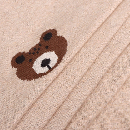 Brown Bear - Organic Cotton Jacquard Knit Baby Blanket