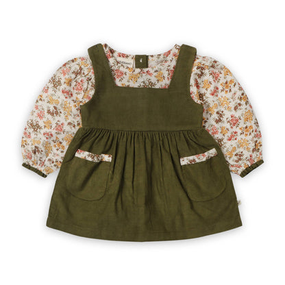 Lilith Floral Baby Pinafore Dress & Bloomer (Organic Cotton)