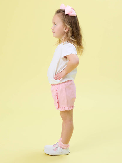 Toddler Girls Pink Ruffle Trim Woven Shorts