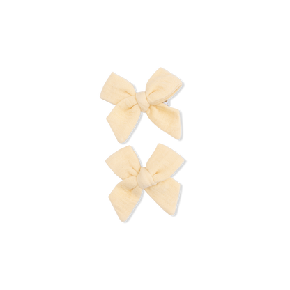 Solid Muslin Italian Straw - 2 Pack Bow Clips