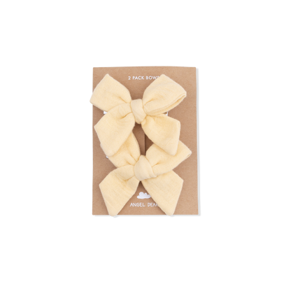 Solid Muslin Italian Straw - 2 Pack Bow Clips
