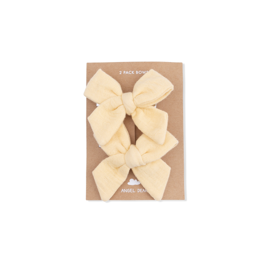 Solid Muslin Italian Straw - 2 Pack Bow Clips
